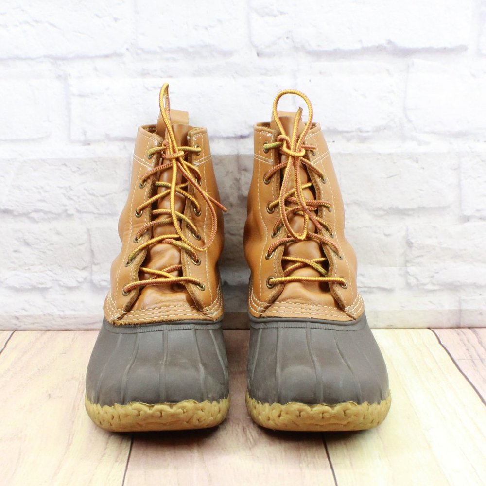 LL Bean Brown Leather Lace Up Waterproof Thinsulate Duck Boots Size 9 M - Picture 4 of 9
